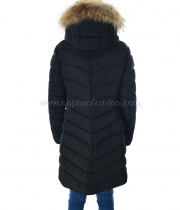 Зимно дамско черно дълго яке с качулка